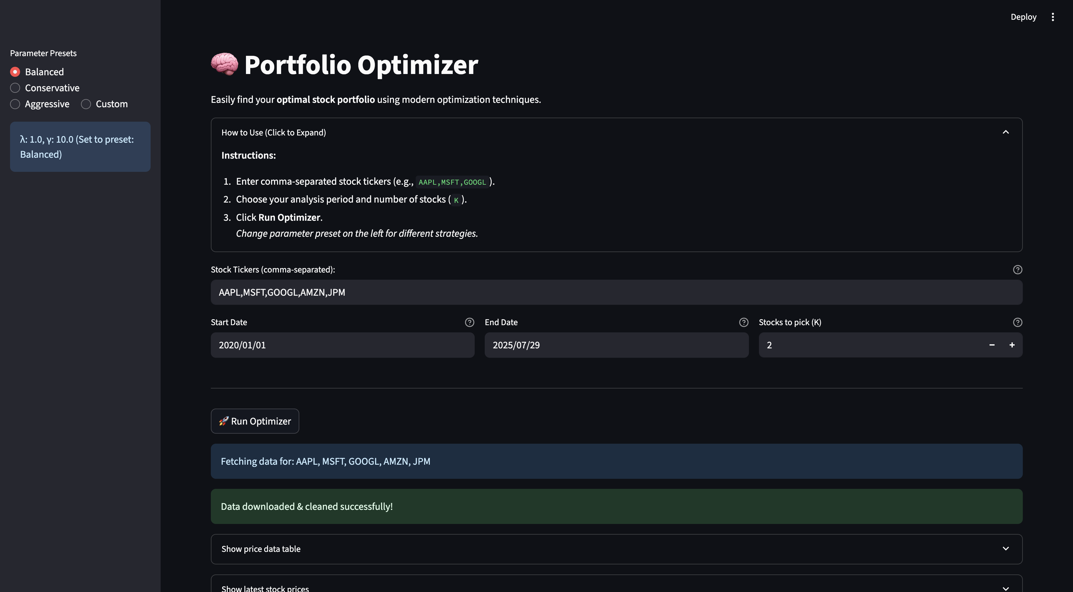 Quantum Portfolio Optimizer